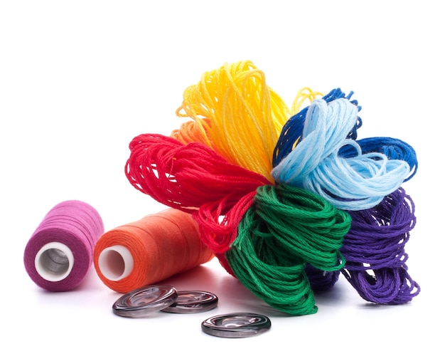 Assortment of colorful embroidery threads