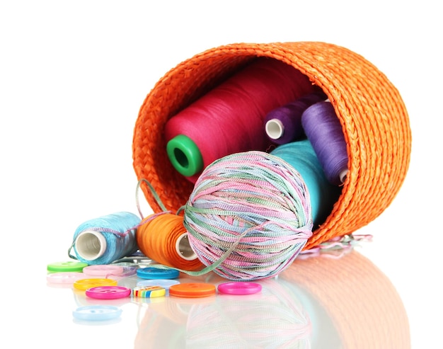 Colorful thread spools and hoop